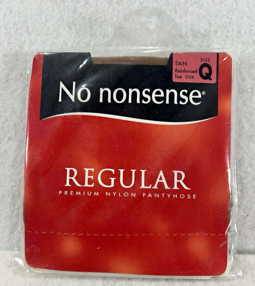 Vintage No Nonsense Pantyhose Size Q Tan 026 Reinforced Toe Nylon NOS Italy